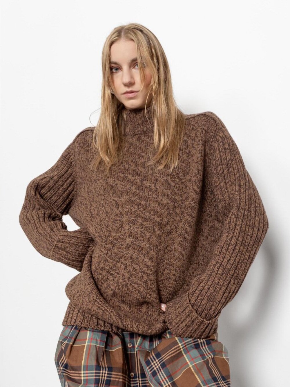 BROWN WOOL TURTLENECK Jumper Sweater Timberland / Large Xl Extra Large